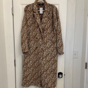 fab'rik Brown and White Trench Coat